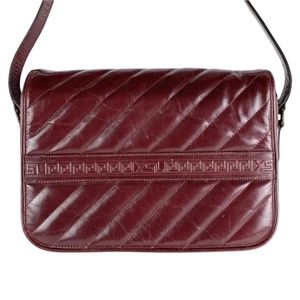 YSL • YVES SAINT LAURENT RARE 80s VINTAGE AUTHENTIC GREEK KEY LEATHER MINI BAG